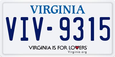 VA license plate VIV9315