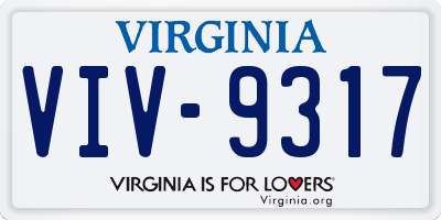 VA license plate VIV9317