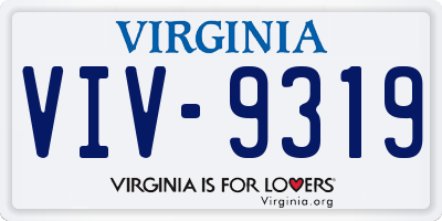 VA license plate VIV9319