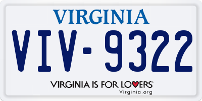 VA license plate VIV9322