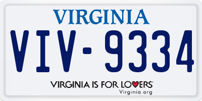 VA license plate VIV9334