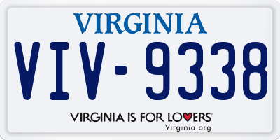 VA license plate VIV9338