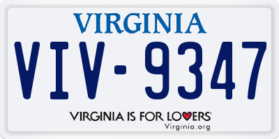 VA license plate VIV9347