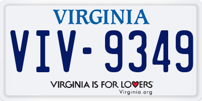 VA license plate VIV9349