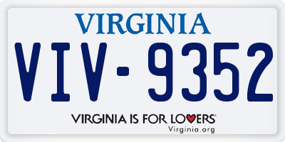 VA license plate VIV9352