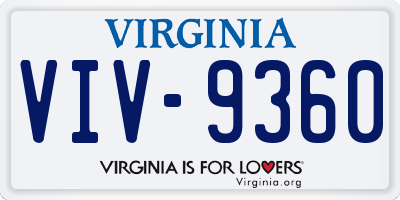 VA license plate VIV9360
