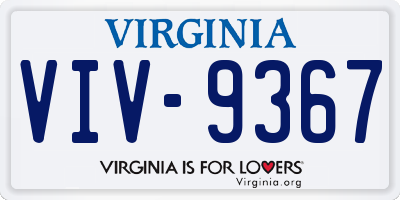 VA license plate VIV9367