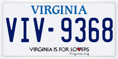 VA license plate VIV9368