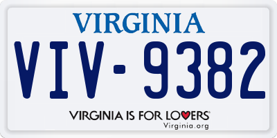 VA license plate VIV9382