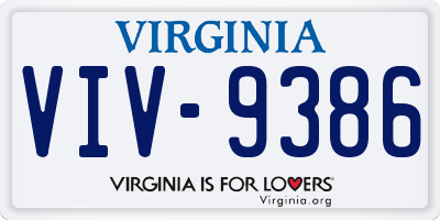 VA license plate VIV9386