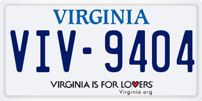 VA license plate VIV9404