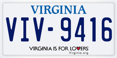 VA license plate VIV9416