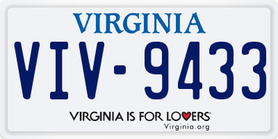 VA license plate VIV9433