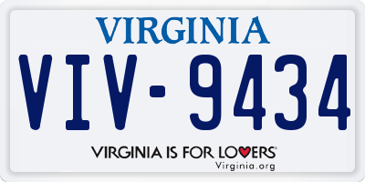 VA license plate VIV9434