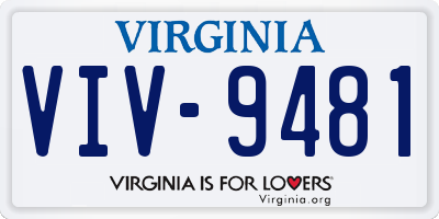VA license plate VIV9481