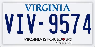 VA license plate VIV9574