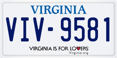 VA license plate VIV9581