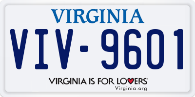 VA license plate VIV9601