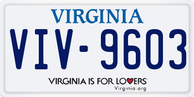 VA license plate VIV9603