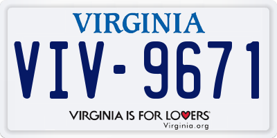 VA license plate VIV9671