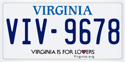 VA license plate VIV9678