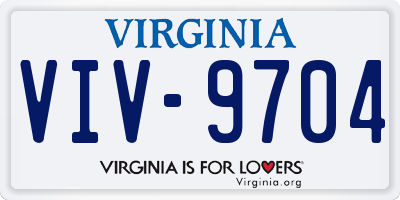 VA license plate VIV9704
