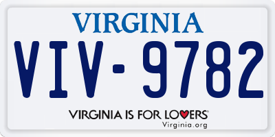 VA license plate VIV9782