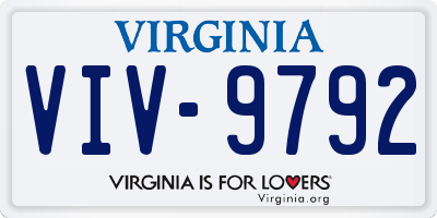 VA license plate VIV9792