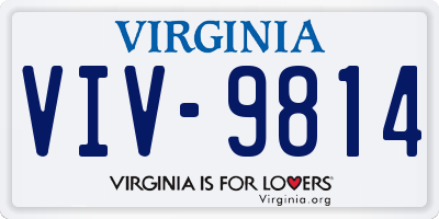 VA license plate VIV9814