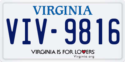 VA license plate VIV9816