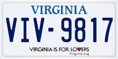 VA license plate VIV9817