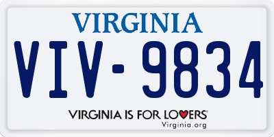 VA license plate VIV9834