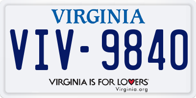 VA license plate VIV9840