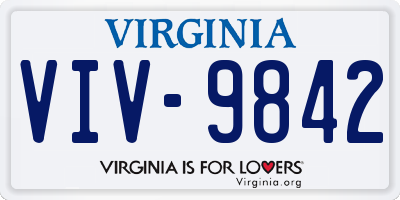 VA license plate VIV9842