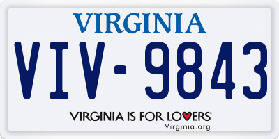 VA license plate VIV9843