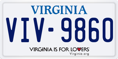 VA license plate VIV9860