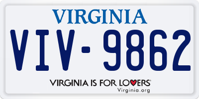 VA license plate VIV9862