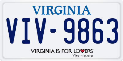 VA license plate VIV9863