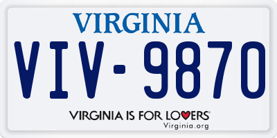 VA license plate VIV9870
