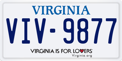 VA license plate VIV9877