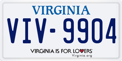 VA license plate VIV9904