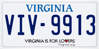 VA license plate VIV9913