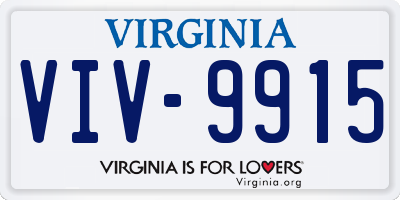 VA license plate VIV9915