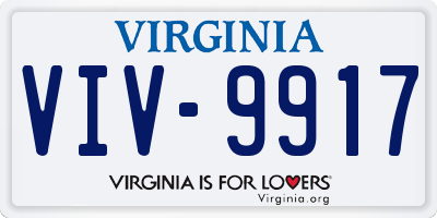 VA license plate VIV9917