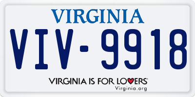 VA license plate VIV9918
