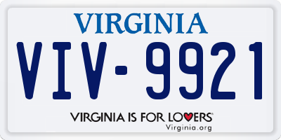 VA license plate VIV9921