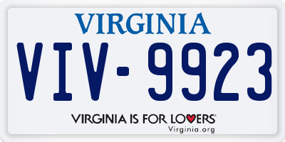 VA license plate VIV9923