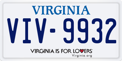 VA license plate VIV9932