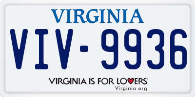 VA license plate VIV9936