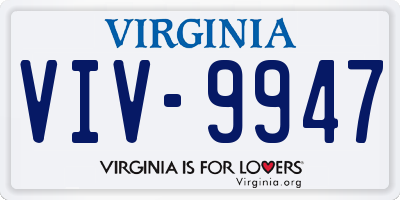 VA license plate VIV9947